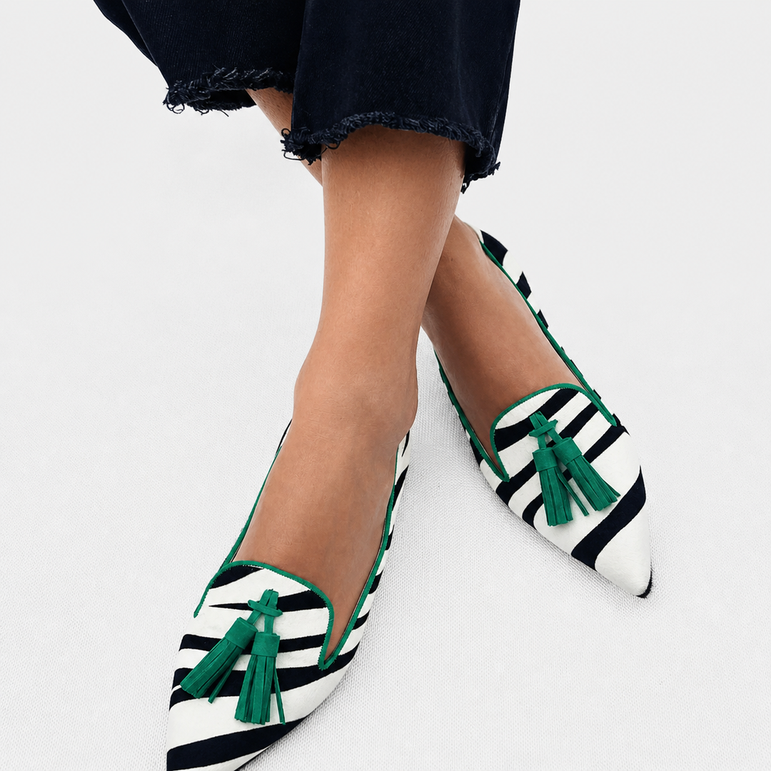 Henriette – Grüne Zebra-Loafer – Produktansicht 1