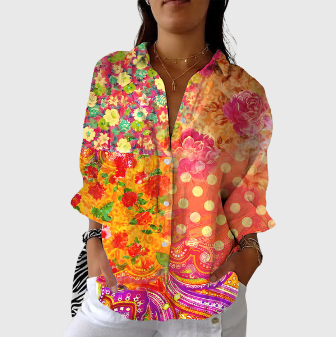 Sibylle – Leichte farbenfrohe Bluse mit Print – Produktansicht 1
