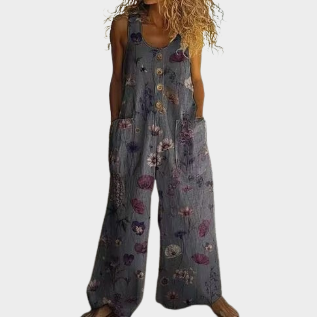 Beate – Fließender bedruckter Jumpsuit – Produktansicht 1