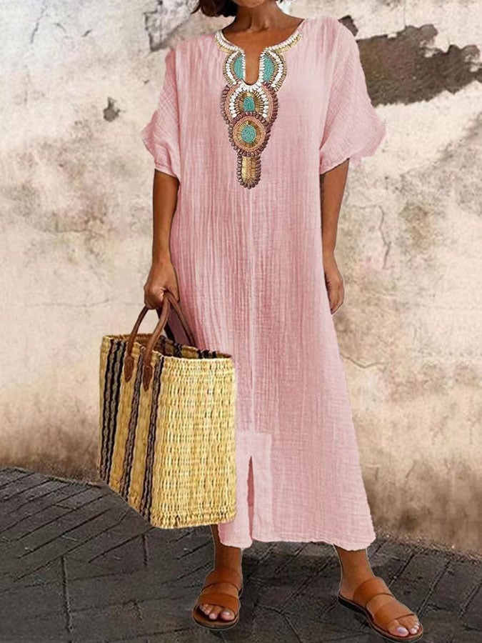 Kaftan Maxikleid mit Stickereien – Yasmin