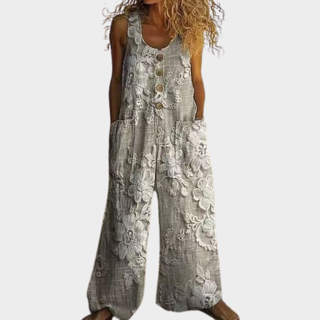 Ebba – Fließender bedruckter Jumpsuit – Produktansicht 1