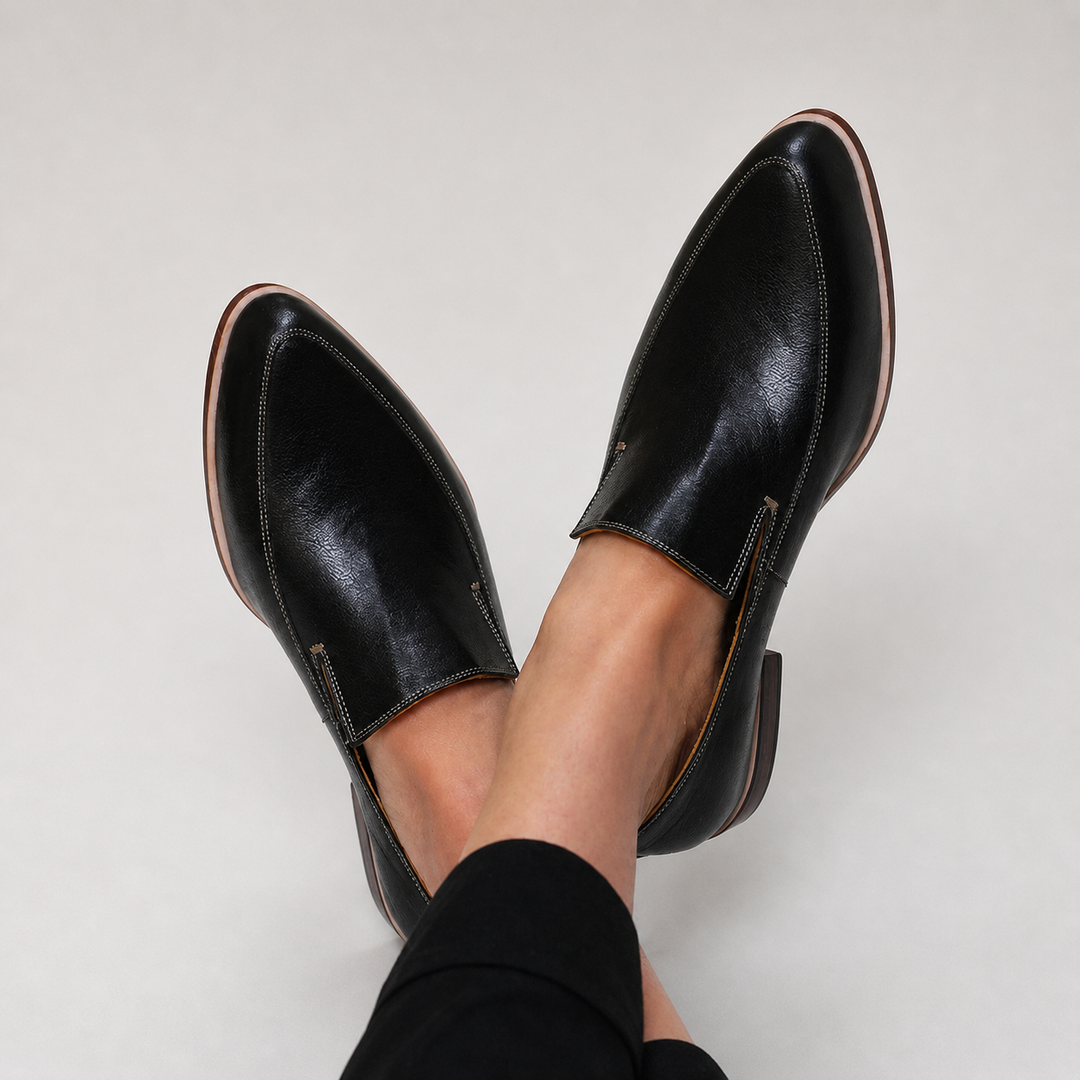 Hilde – Schwarzer Patchwork-Loafer – Produktansicht 1