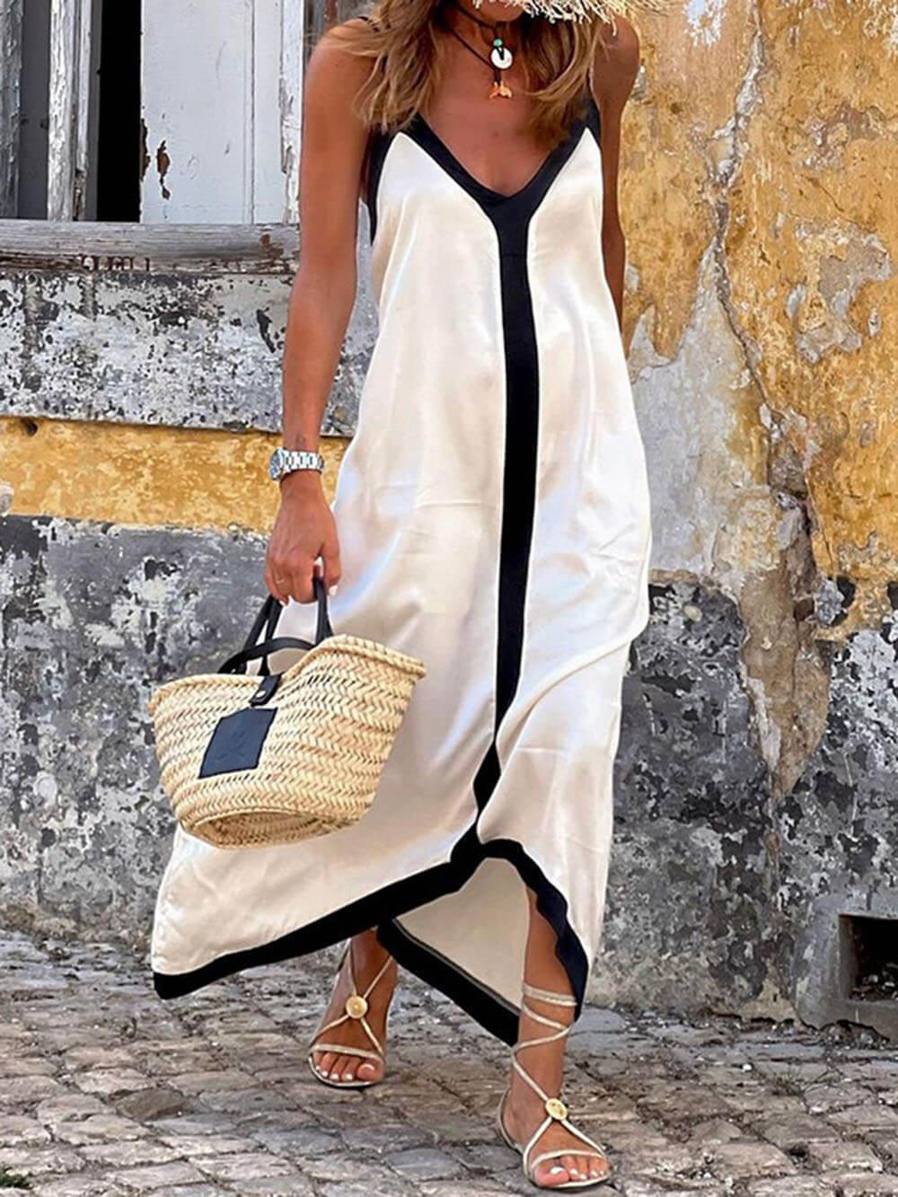 Verena – Midikleid im Colour-Block-Design Stil Lavechic Île – Produktansicht 1