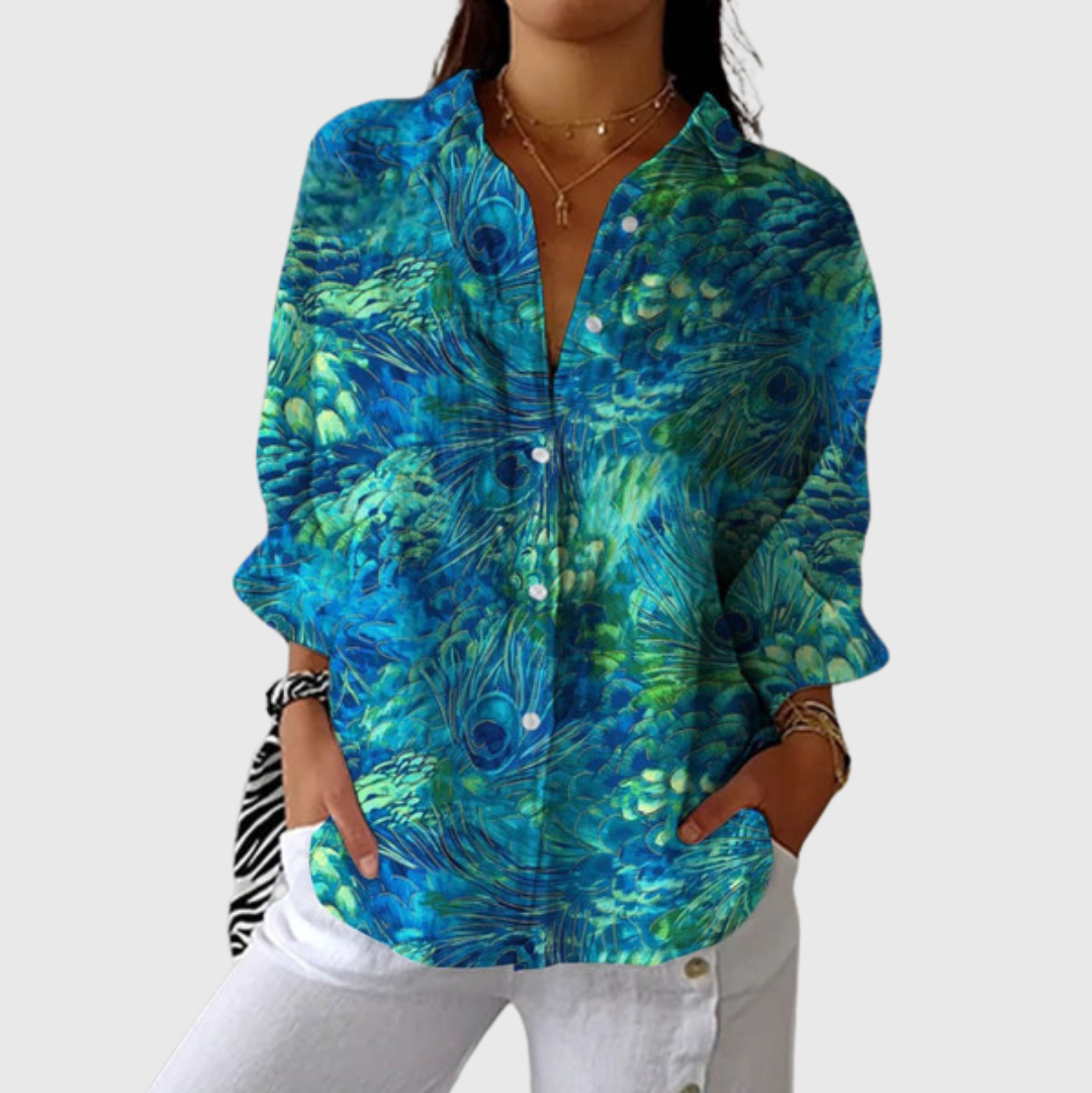Miriam – Leichte farbenfrohe Bluse mit Print – Produktansicht 1