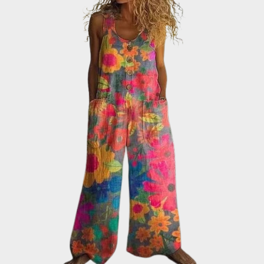 Hertha – Fließender bedruckter Jumpsuit – Produktansicht 1