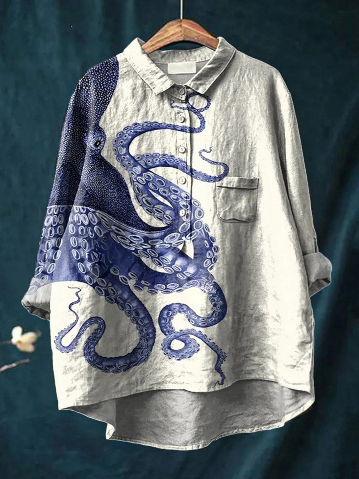 Lotte – Legeres T-Shirt mit Oktopus-Tentakelkunst – Produktansicht 1