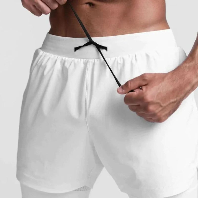 2-in-1 Herren Sportshorts atmungsaktiv mit Innenshorts Training - Noah