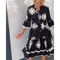 Trendiges Kleid mit Blumenmuster und 3/4-Ärmeln – Elin