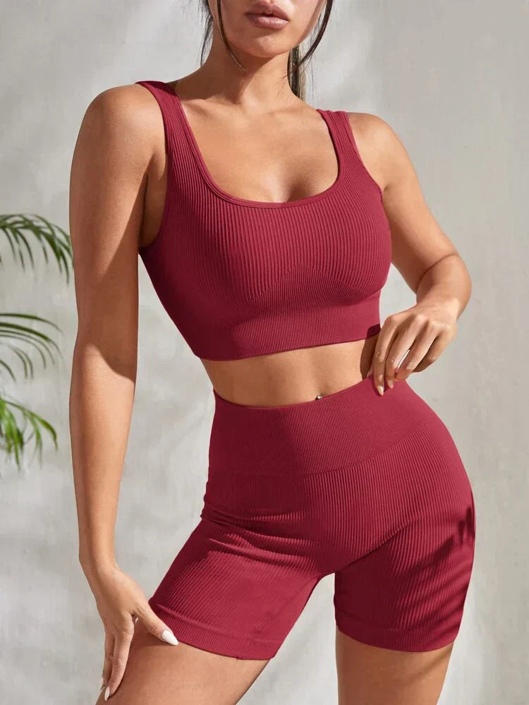 Zweiteiliges Damen Fitness-Set mit Shorts & Sport-Top – Sienna