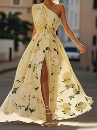 Amelie – Maxikleid Chiffon mit Blumenmuster mit freien Schultern hellgrün – Produktansicht 8