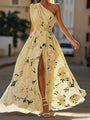 Amelie – Maxikleid Chiffon mit Blumenmuster mit freien Schultern hellgrün – Produktansicht 8
