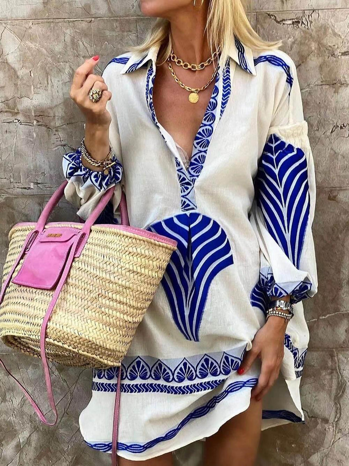 Theresa – Minikleid Sommer mit einzigartigem Print Semplice und tropisch – Produktansicht 2
