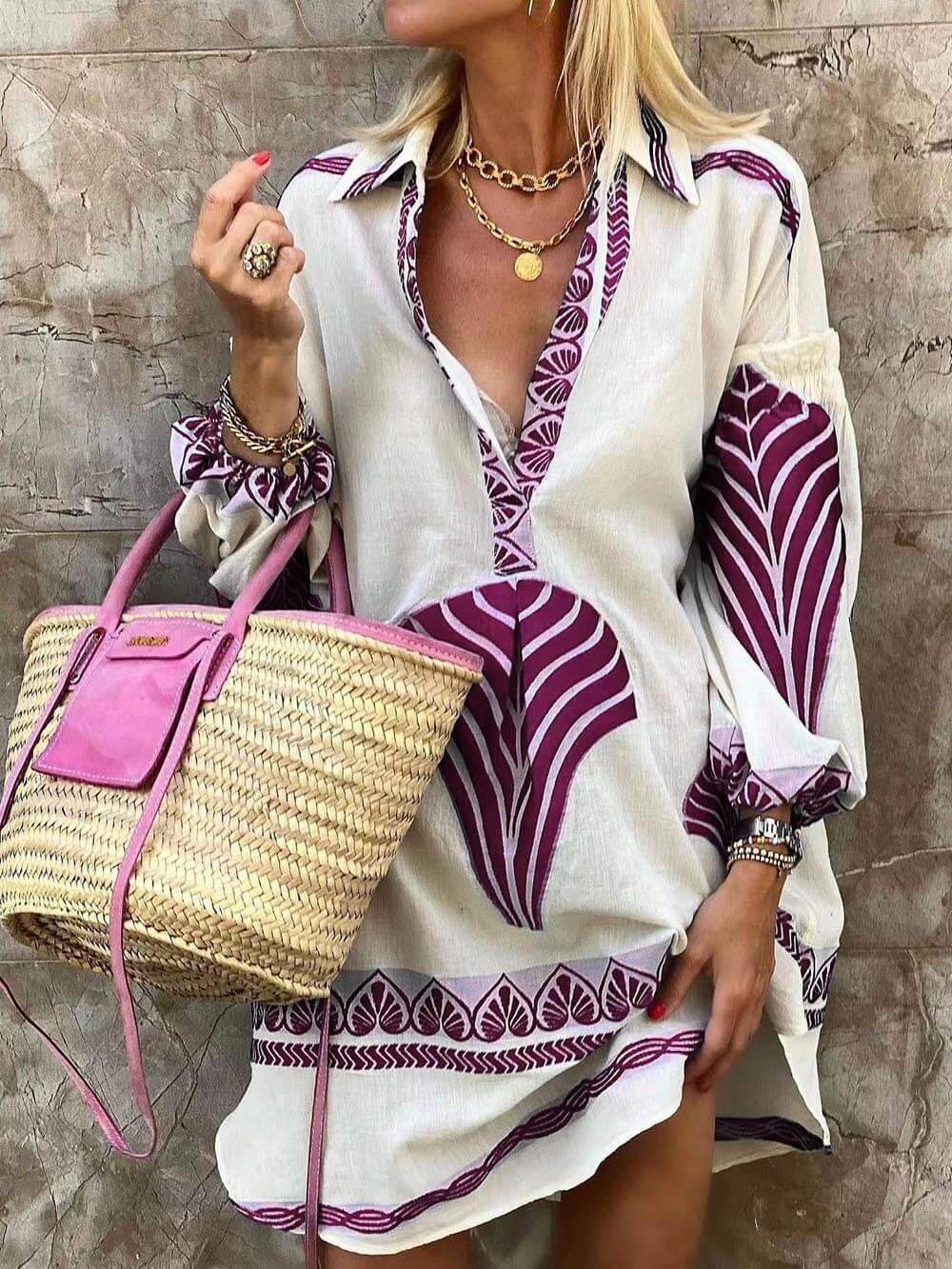 Theresa – Minikleid Sommer mit einzigartigem Print Semplice und tropisch – Produktansicht 4