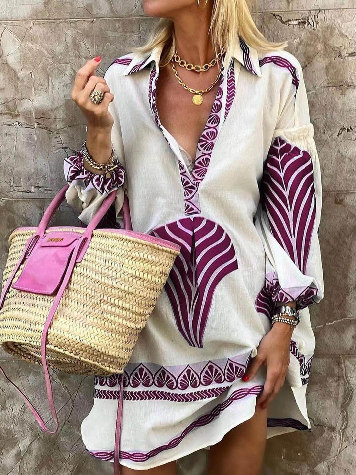 Theresa – Minikleid Sommer mit einzigartigem Print Semplice und tropisch – Produktansicht 4
