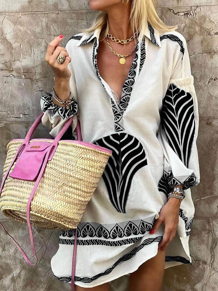 Theresa – Minikleid Sommer mit einzigartigem Print Semplice und tropisch – Produktansicht 3