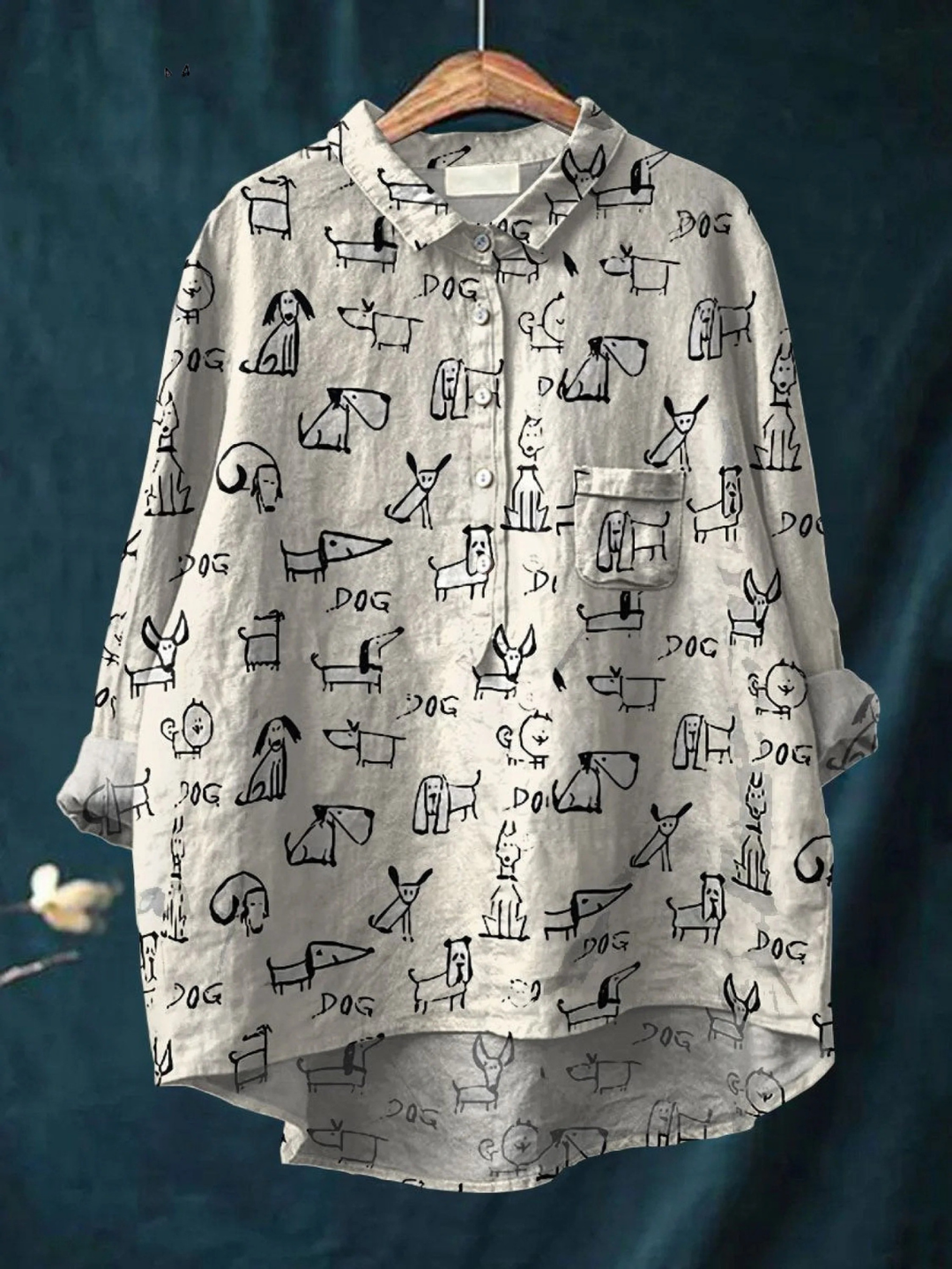 Rose – Legere Bluse mit niedlichem Hundeprint – Produktansicht 1
