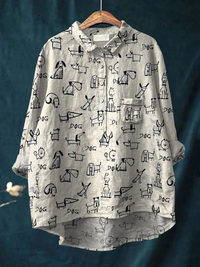Rose – Legere Bluse mit niedlichem Hundeprint – Produktansicht 1