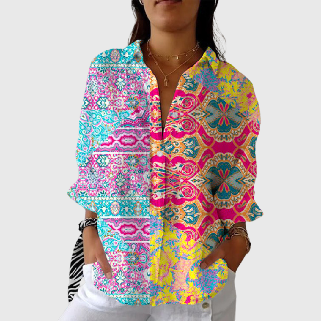 Viola – Leichte farbenfrohe Bluse mit Print – Produktansicht 1