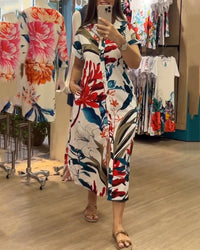 Trendiges Sommerkleid mit Print & Hemdkragen – Flora