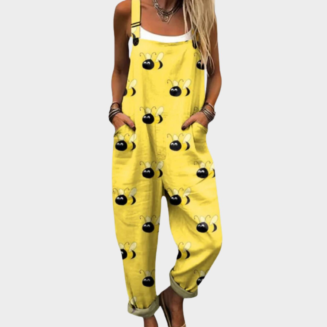 Bequeme bedruckte Latzhose – Modell B11B75 – Produktansicht 1