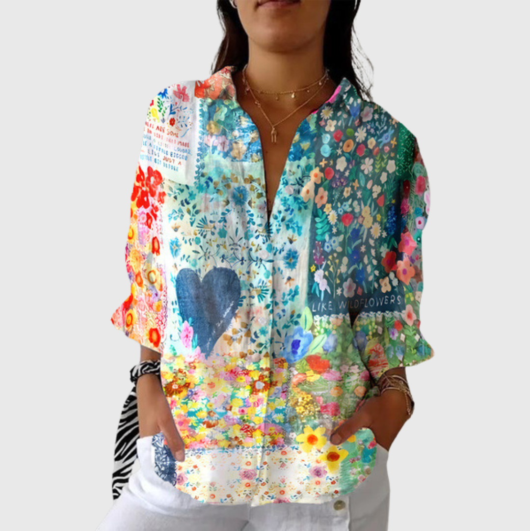 Rebekka – Leichte farbenfrohe Bluse mit Print – Produktansicht 1