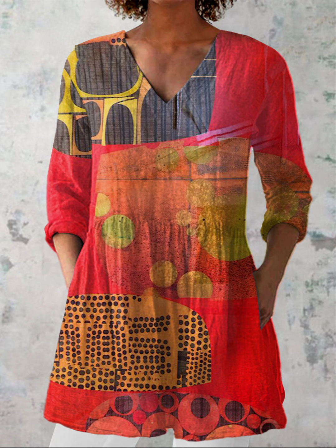 Marion – Lange Bluse mit V-Ausschnitt – Produktansicht 1