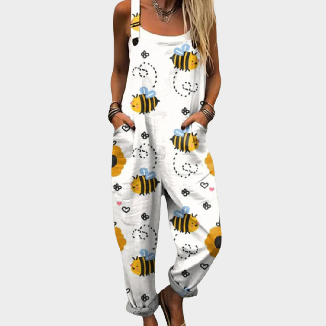 Bequeme bedruckte Latzhose – Modell B4D324 – Produktansicht 1