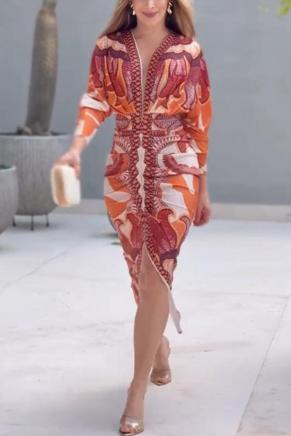 Monika – Midikleid mit Dolman mit Print einzigartig Sommersonne – Produktansicht 5