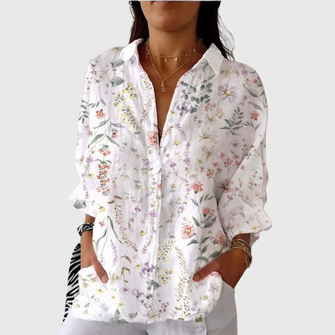 Mellenza – Leichte farbenfrohe Bluse mit Print – Produktansicht 1