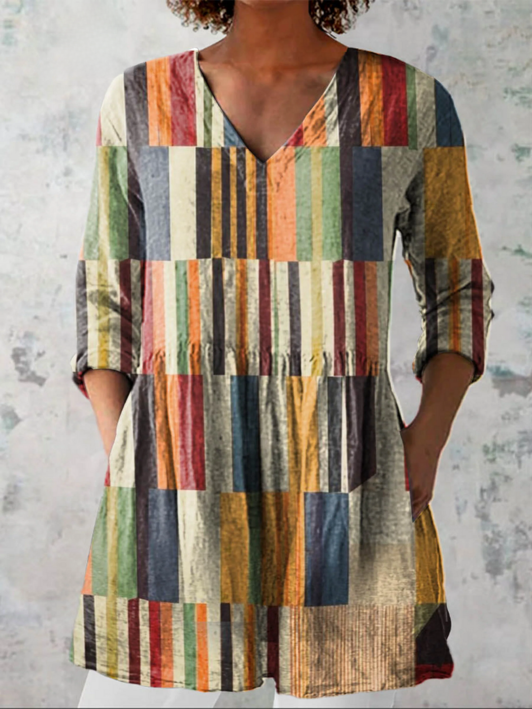 Mirjam – Lange Bluse mit V-Ausschnitt – Produktansicht 1