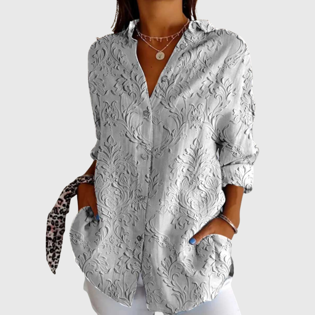Ulrike – Leichte farbenfrohe Bluse mit Print – Produktansicht 1