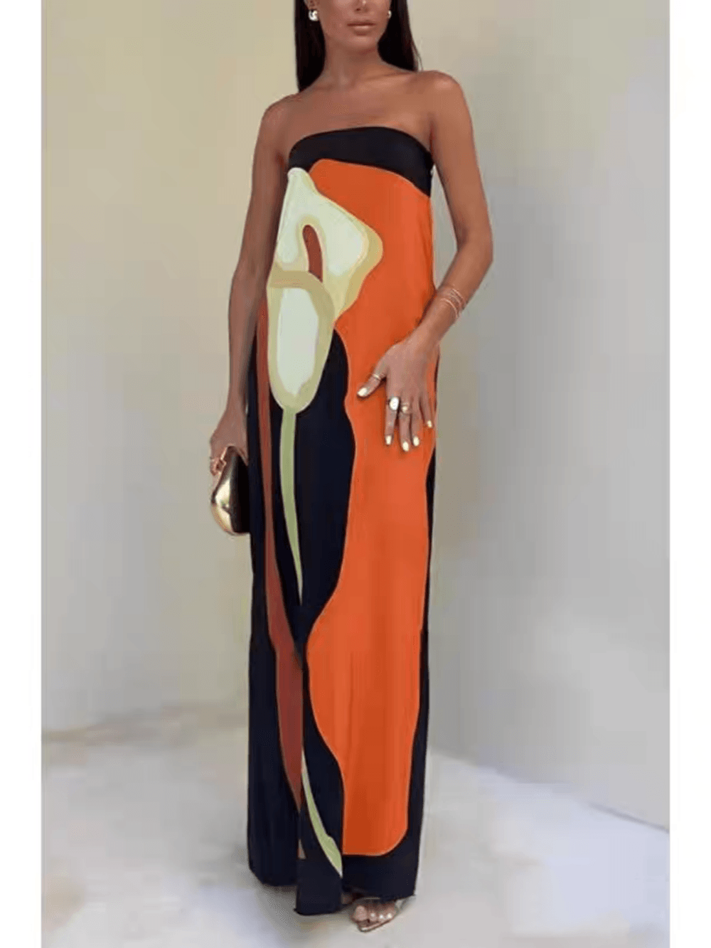 Ursula – Maxi-Abendkleid mit Print ärmellos aus Stil costiero – Produktansicht 6