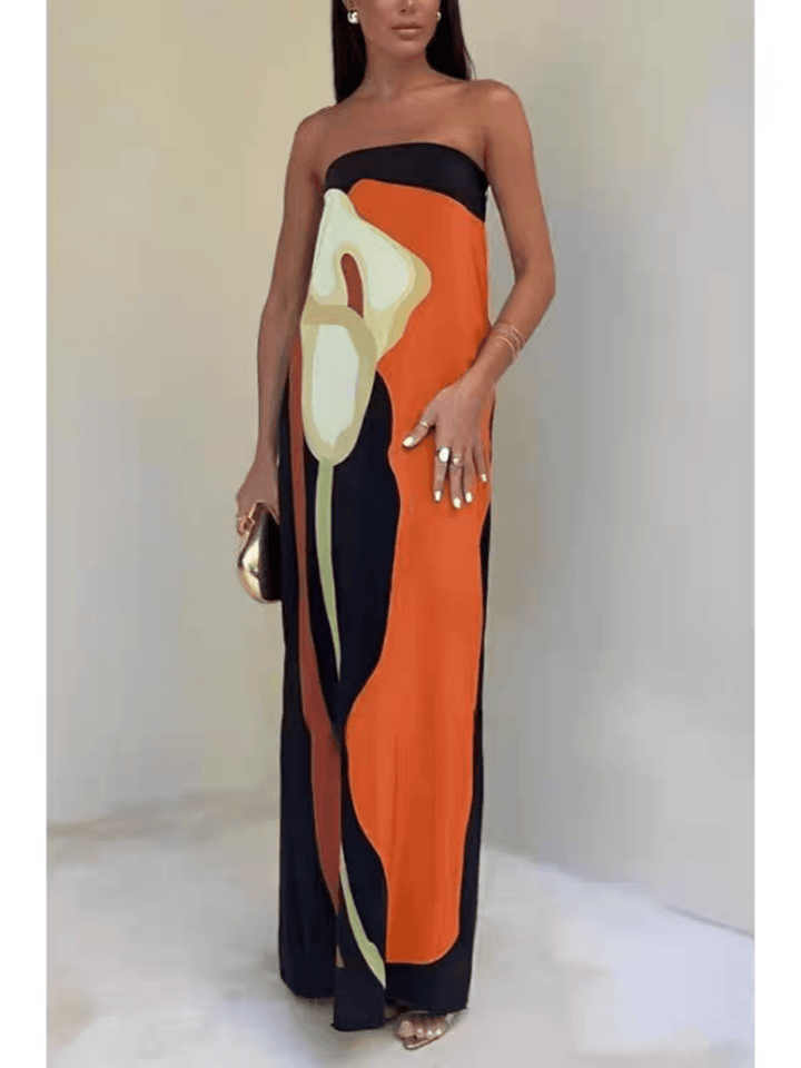 Ursula – Maxi-Abendkleid mit Print ärmellos aus Stil costiero – Produktansicht 6