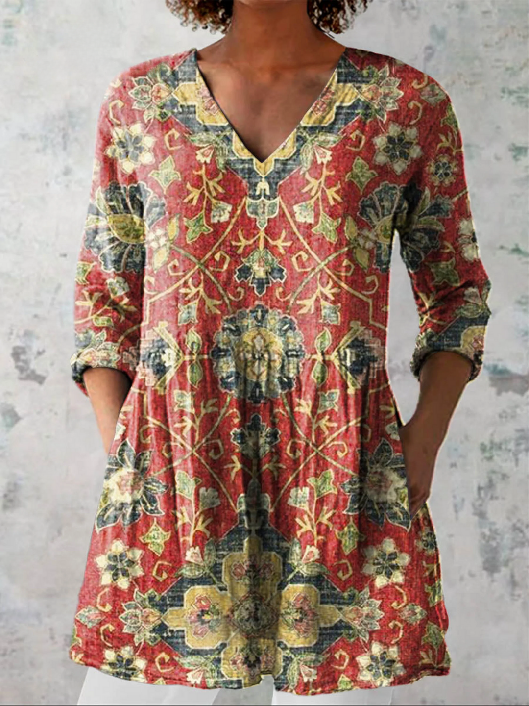 Traudel – Lange Bluse mit V-Ausschnitt – Produktansicht 1