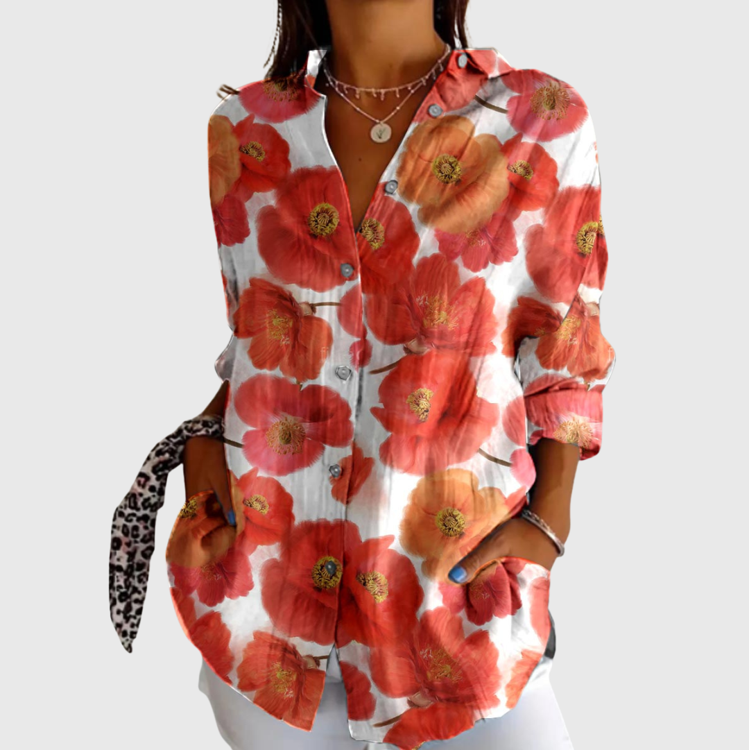 Patricia – Leichte farbenfrohe Bluse mit Print – Produktansicht 1