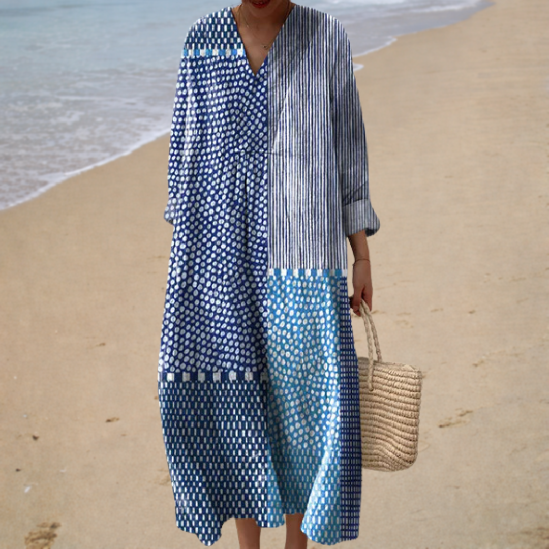 Magdalena – Figurschmeichelndes Sommerkleid mit Print – Modell Emma – Produktansicht 1