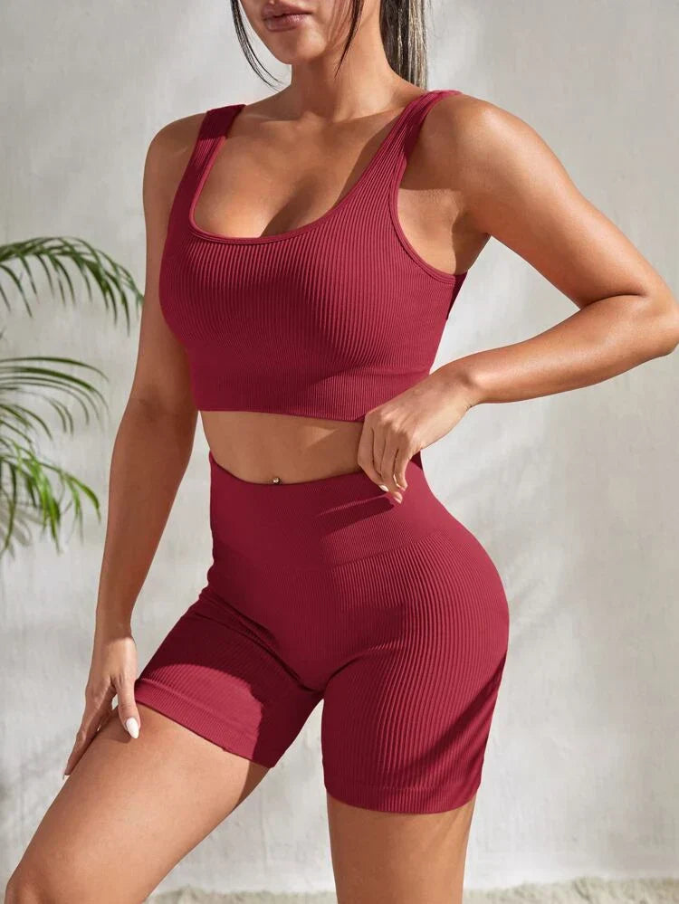 Zweiteiliges Damen Fitness-Set mit Shorts & Sport-Top – Sienna
