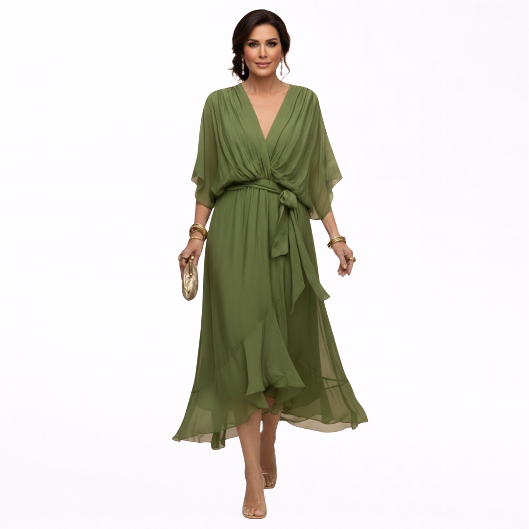 Regina – Kleid aus chiffon mit scollo mit V – Produktansicht 1