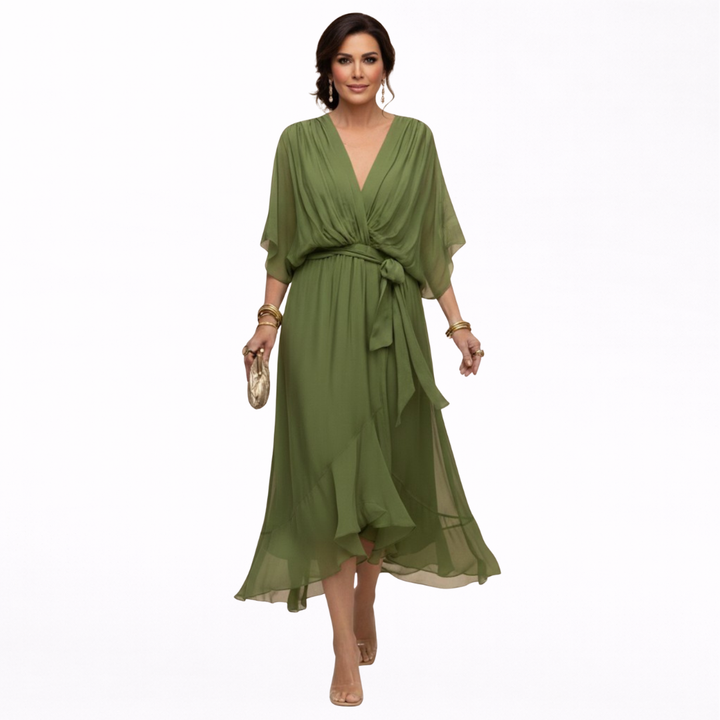 Regina – Kleid aus chiffon mit scollo mit V – Produktansicht 1