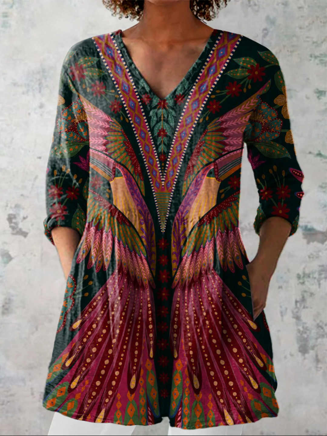 Lore – Lange Bluse mit V-Ausschnitt – Produktansicht 1