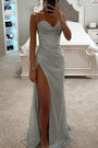 Abendkleid mit Glitzer und Beinschlitz für Damen – Lorena