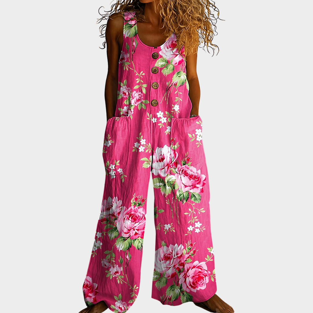 Hiltraud – Fließender bedruckter Jumpsuit – Produktansicht 1