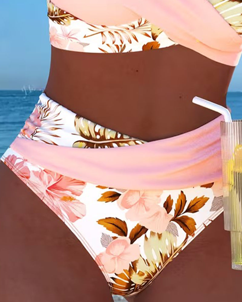 Marie – Bikini mit kontrastierendem Blumenmuster und Schlitz – Produktansicht 2