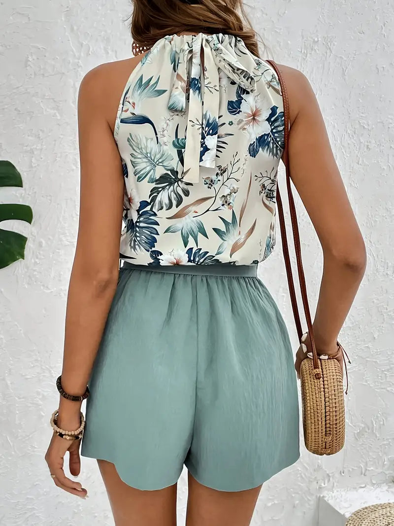 Zweiteiliges Freizeit-Set Damen mit Tropenmuster – Leona