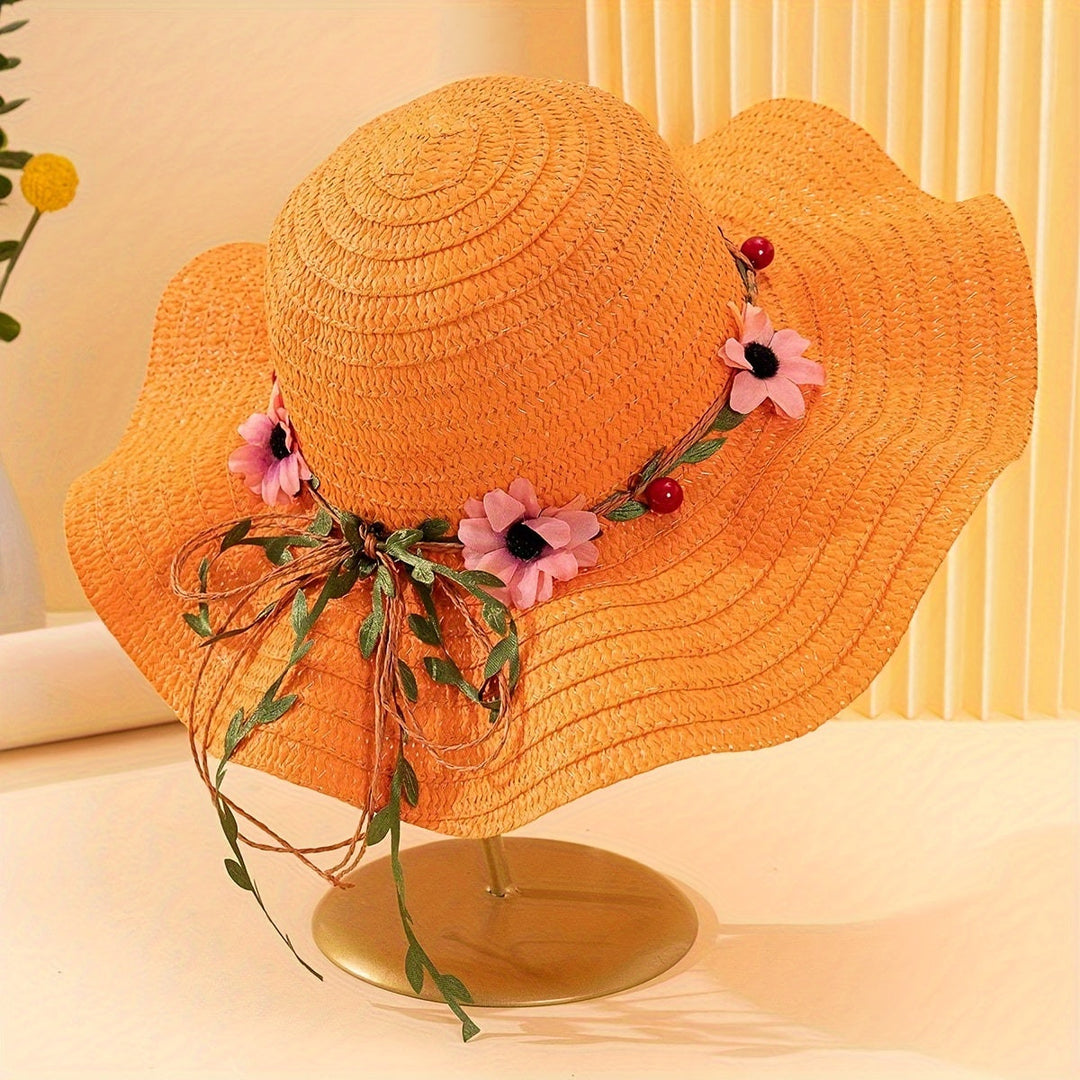 Damen Sommer Strohhut mit Blumen- und Fruchtdetails – Solène