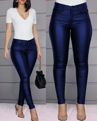 Leder-Stretchhose mit hohem Bund – Raffaela