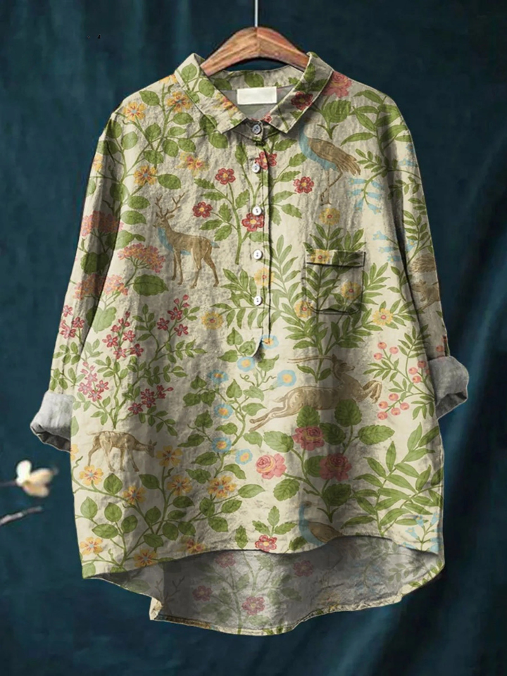 Lotte – Legeres T-Shirt mit Vintage-Blumen- und Tierprint – Produktansicht 2