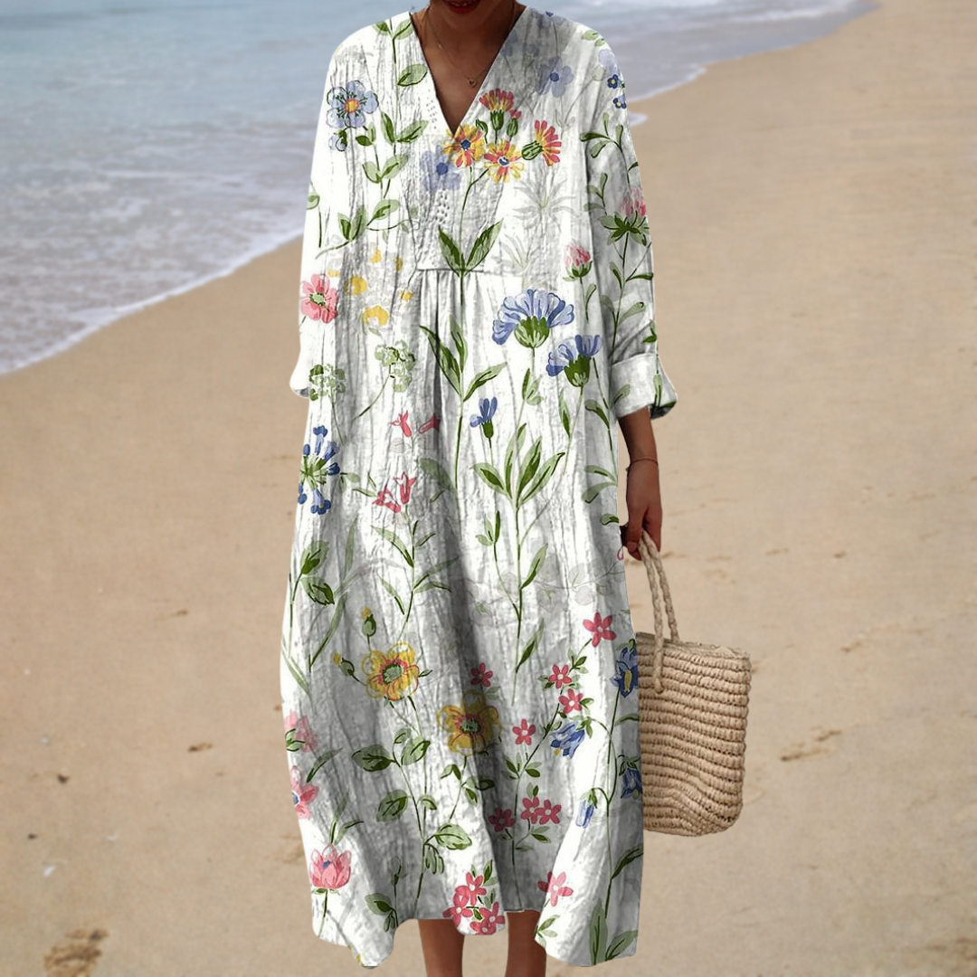 Luise – Figurschmeichelndes Sommerkleid mit Print – Modell Emma – Produktansicht 1