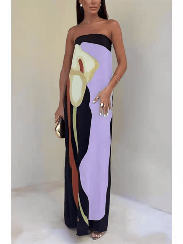 Ursula – Maxi-Abendkleid mit Print ärmellos aus Stil costiero – Produktansicht 5
