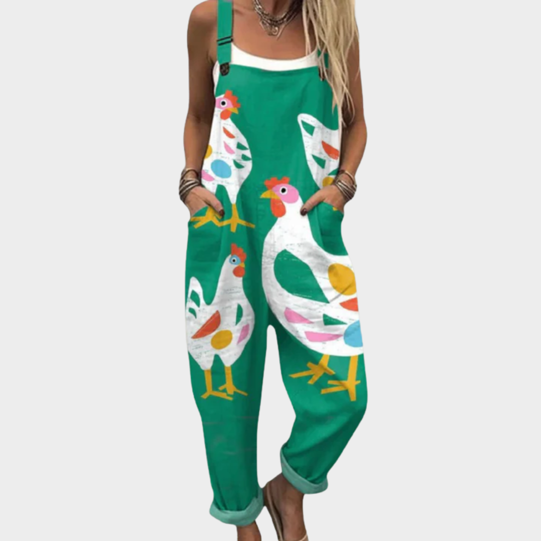 Bequeme bedruckte Latzhose – Modell EA9AAD – Produktansicht 1
